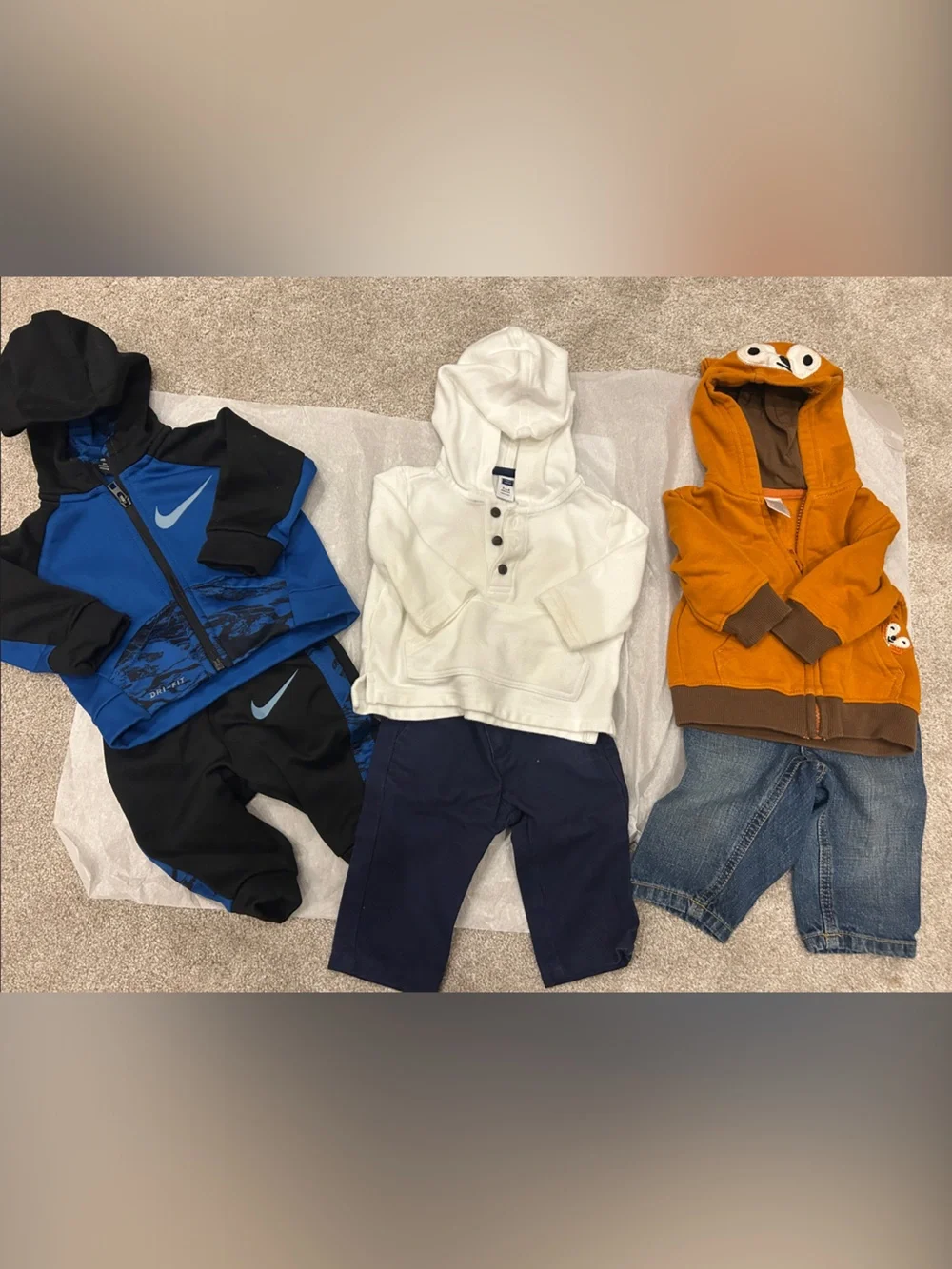 3 sets: Janie and Jack set, Nike set and Gymboree Set All sets are 3-6 months